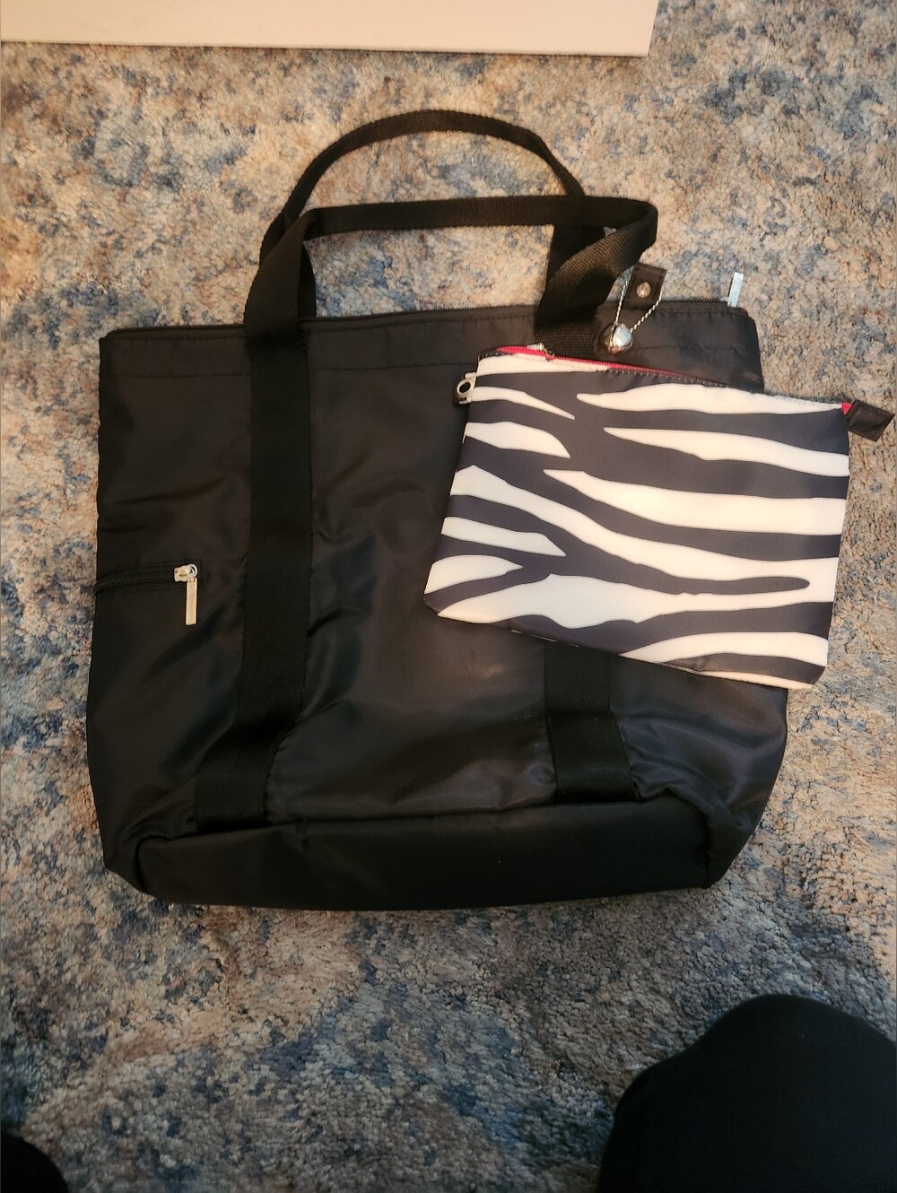 Bath & Body Works Black Tote with Zebra Pouch